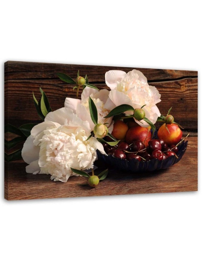 Still life paintings - Fruit and white flowers | FEEBY