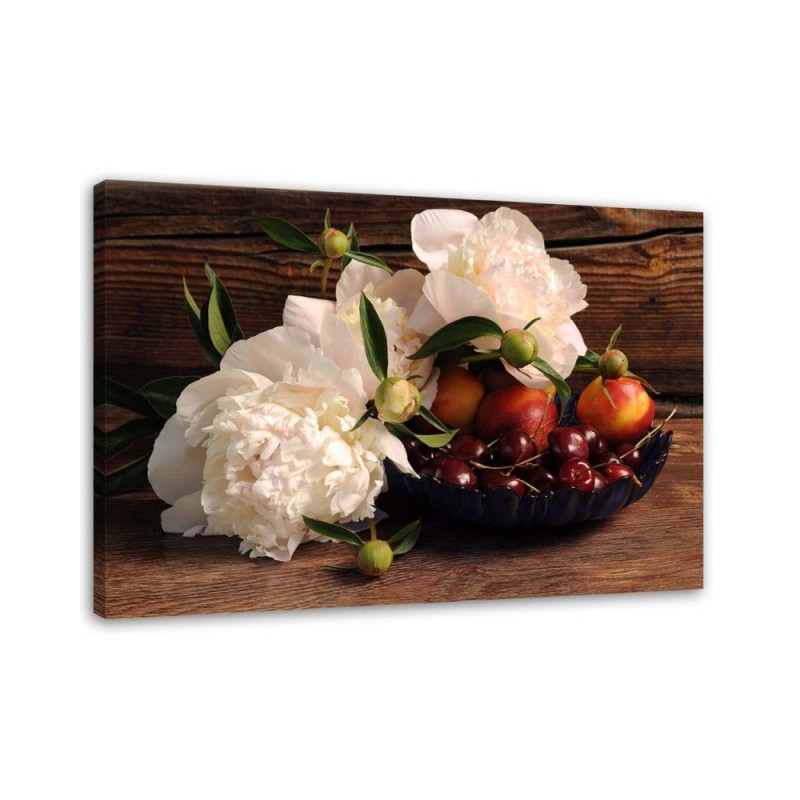 Still life paintings - Fruit and white flowers | FEEBY