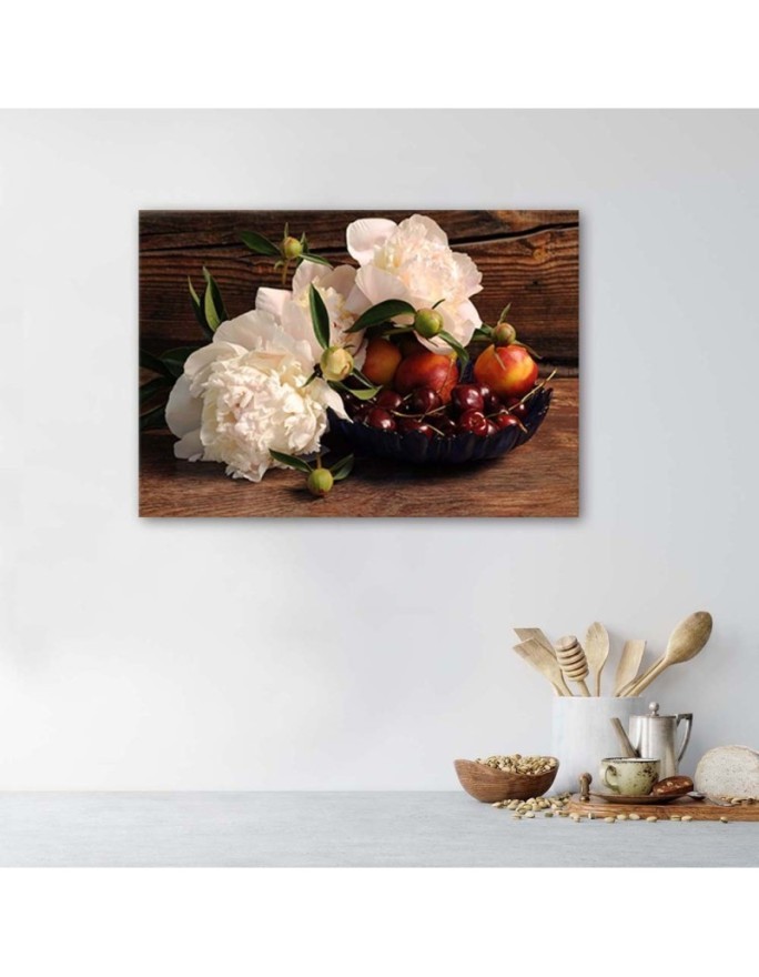 Still life paintings - Fruit and white flowers | FEEBY