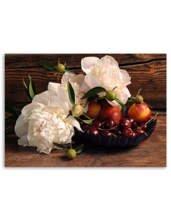 Still life paintings - Fruit and white flowers | FEEBY