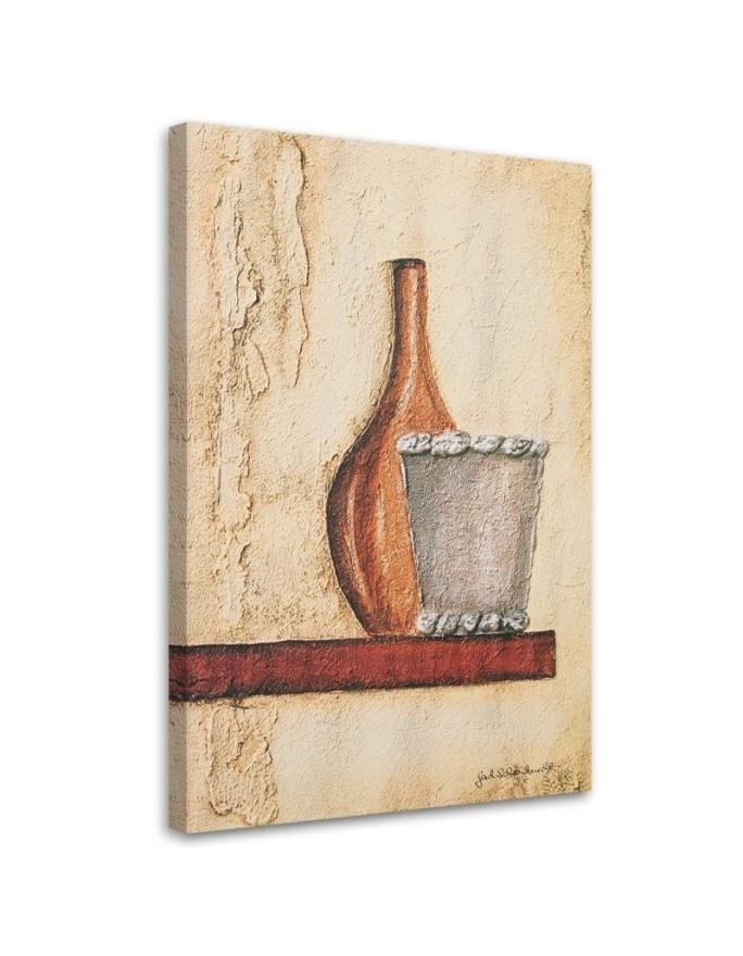 Still life Canvas paintings - Clay jug on wooden shelf | FEEBY