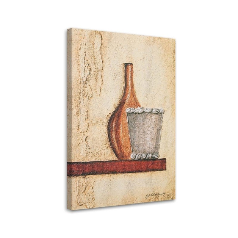 Still life Canvas paintings - Clay jug on wooden shelf | FEEBY