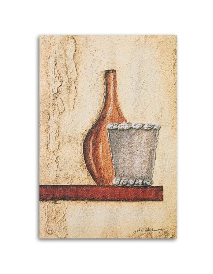 Still life Canvas paintings - Clay jug on wooden shelf | FEEBY