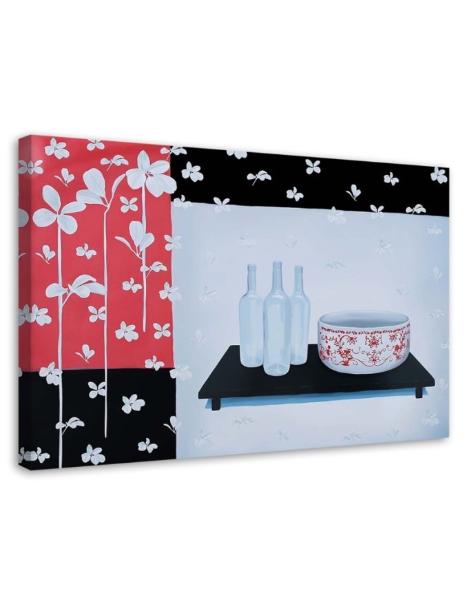 Glass bottles and bowl - Still life Canvas paintings | FEEBY