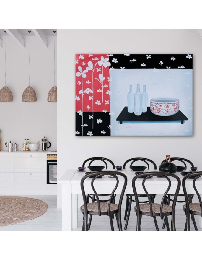 Glass bottles and bowl - Still life Canvas paintings | FEEBY