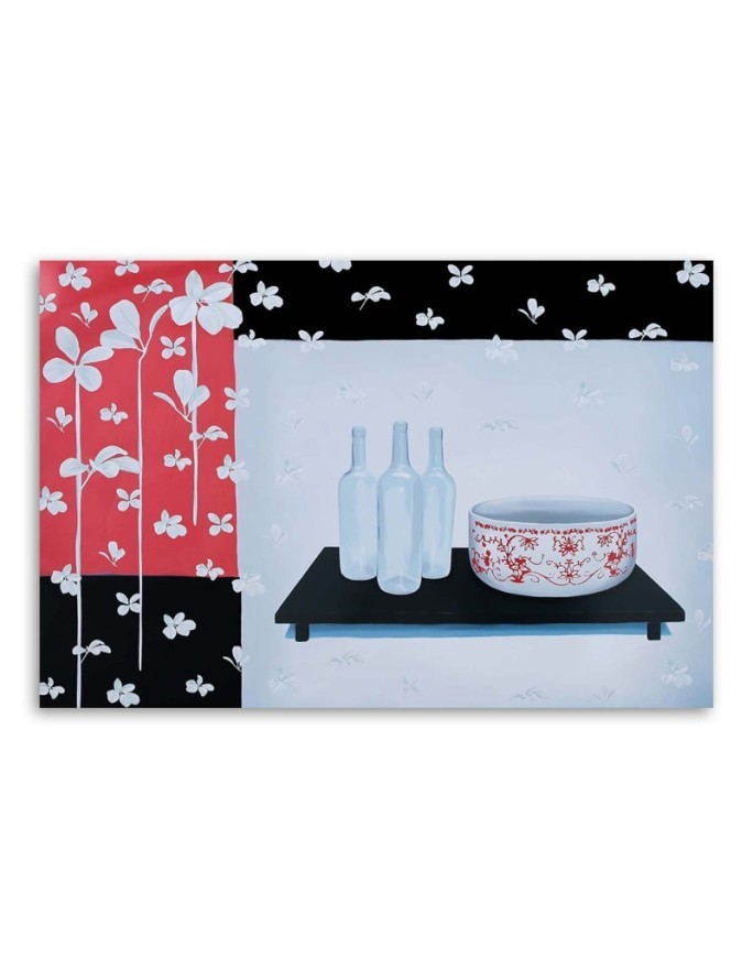 Glass bottles and bowl - Still life Canvas paintings | FEEBY