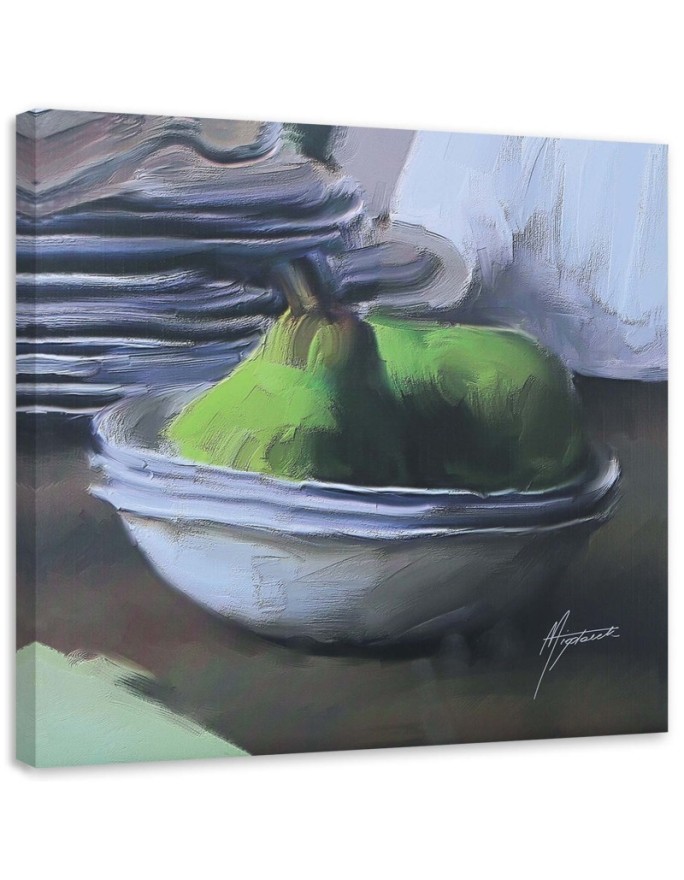 Canvas print Two green pears