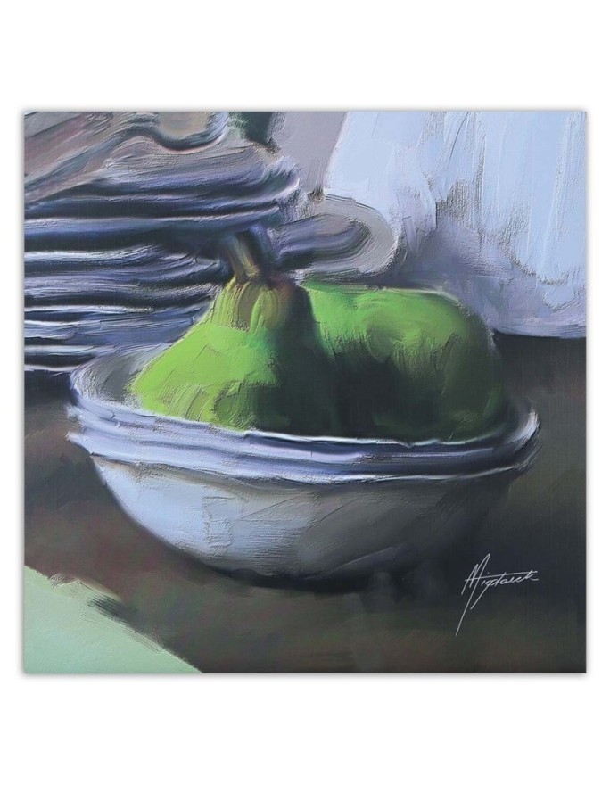 Two green pears - Still life Canvas painting | FEEBY