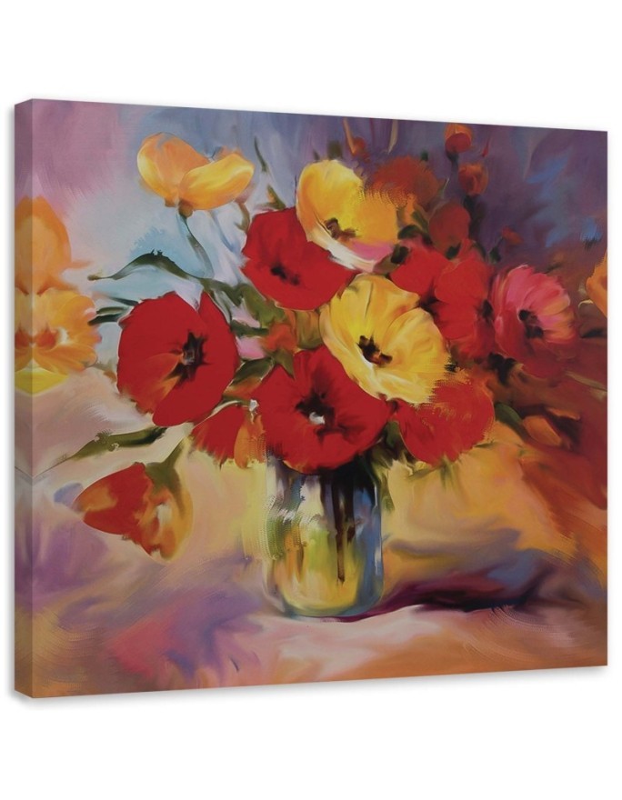A bouquet of poppies in a vase - Still Life Canvas painting | FEEBY