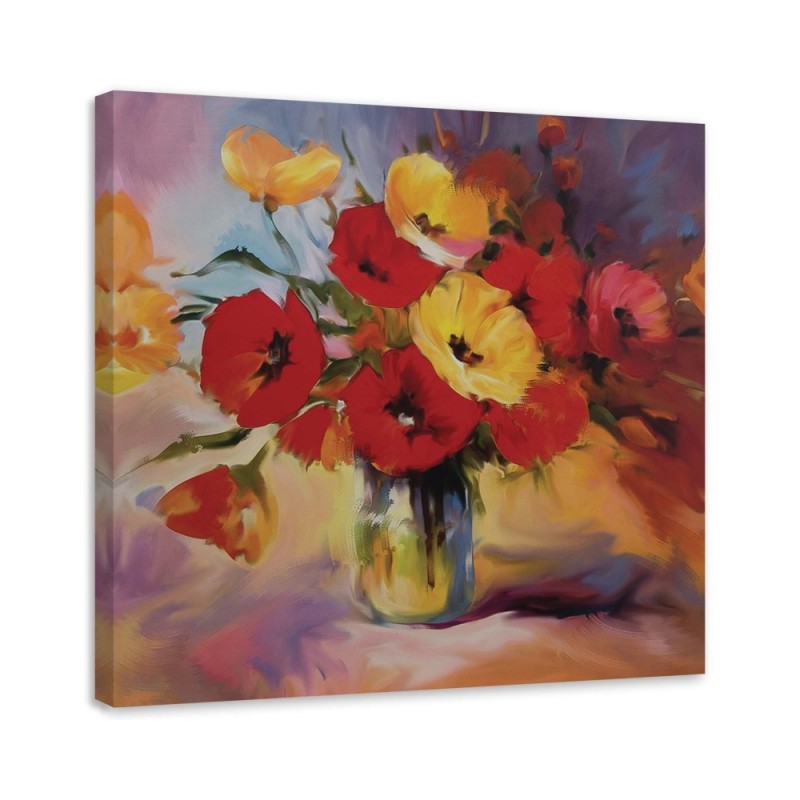 A bouquet of poppies in a vase - Still Life Canvas painting | FEEBY