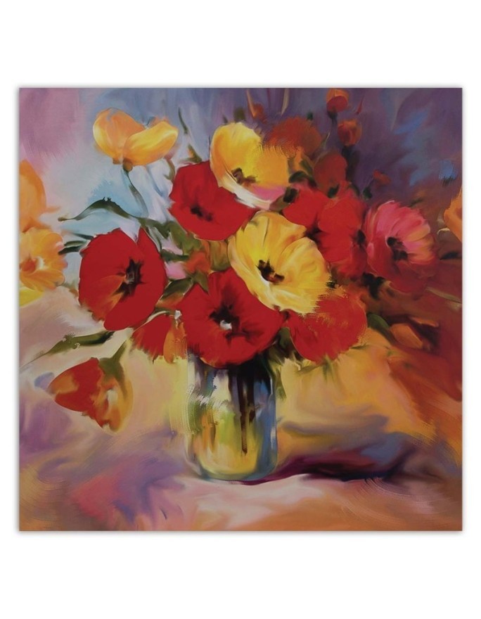 A bouquet of poppies in a vase - Still Life Canvas painting | FEEBY