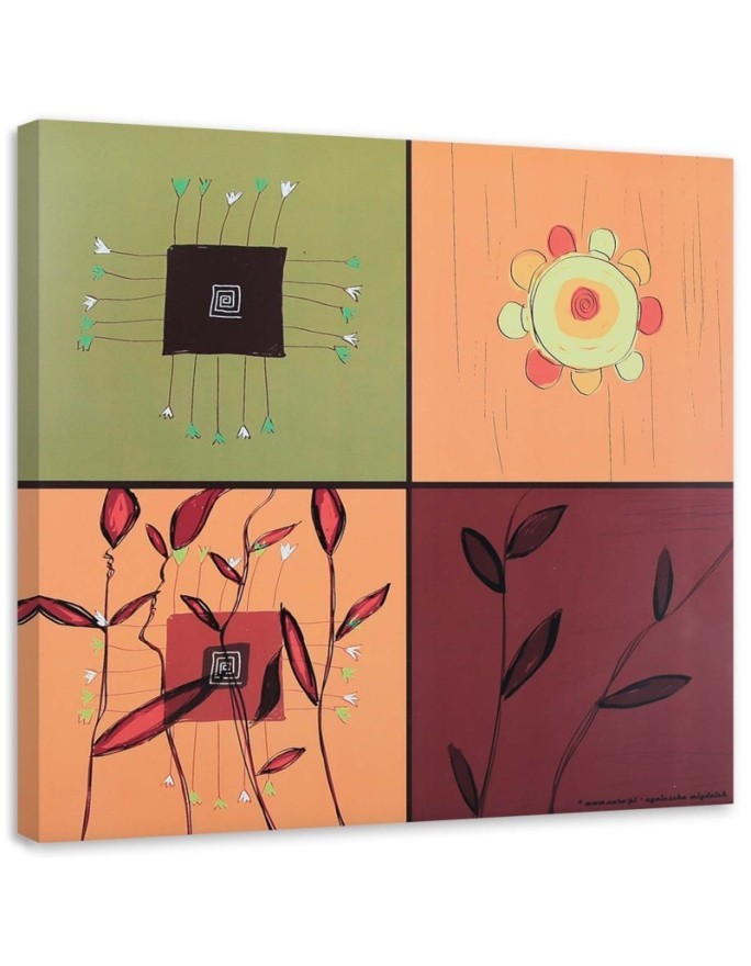 Collage of colourful flowers - Still life canvas paintings | FEEBY