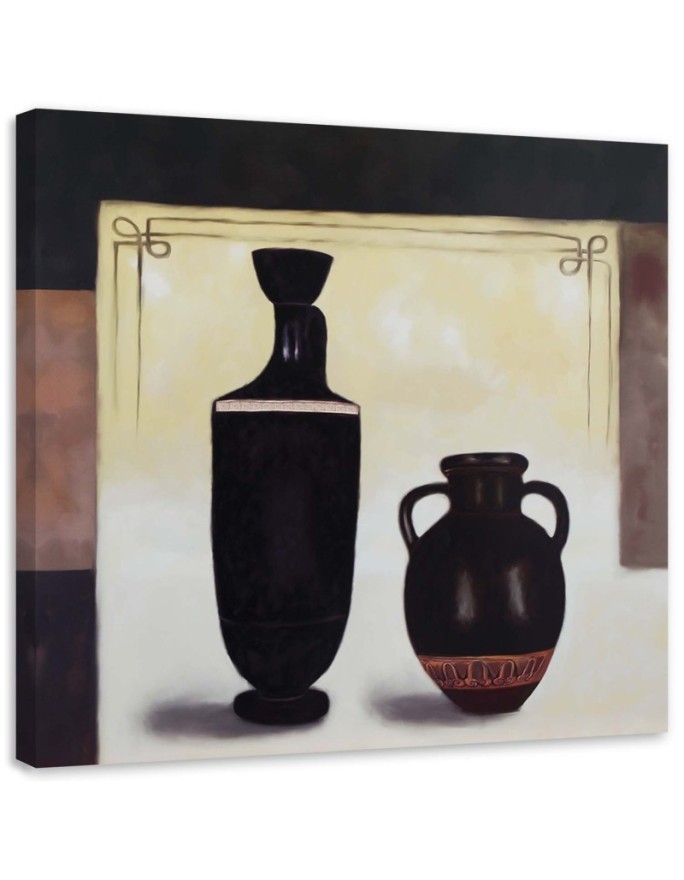Abstract canvas painting - Two black jugs | FEEBY