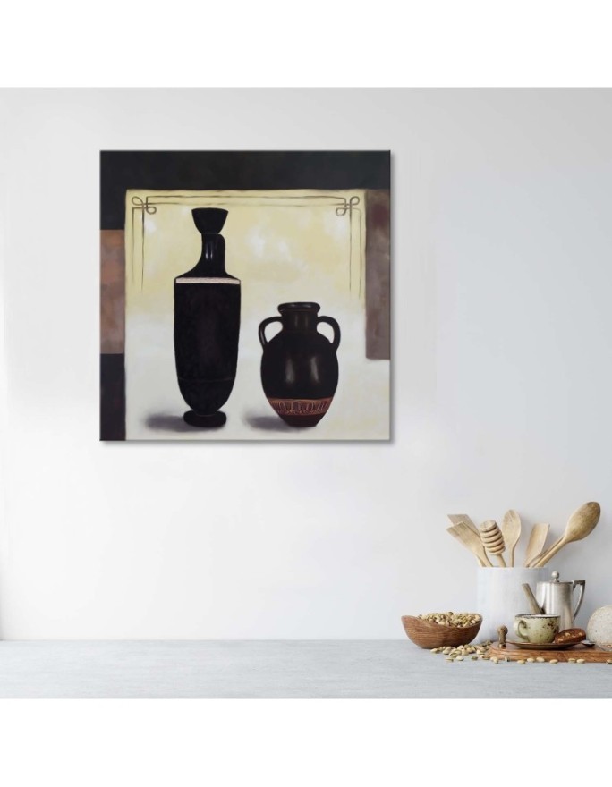 Abstract canvas painting - Two black jugs | FEEBY