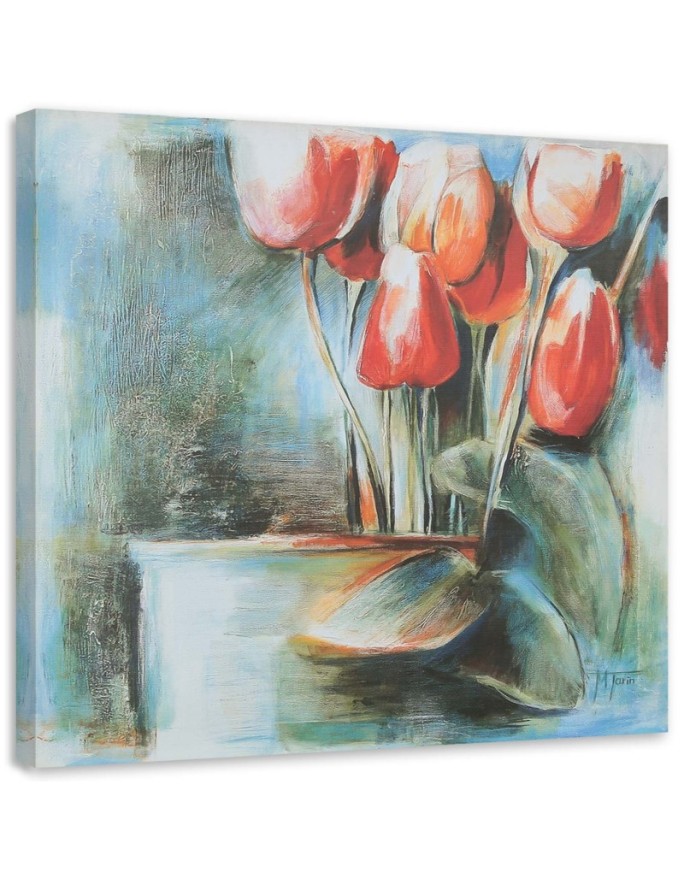 Canvas print Red tulips in...