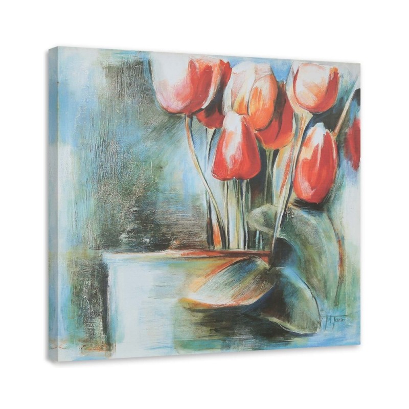 Abstract canvas painting - Red tulips in a vase | FEEBY