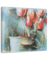 Abstract canvas painting - Red tulips in a vase | FEEBY