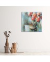 Abstract canvas painting - Red tulips in a vase | FEEBY