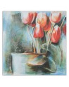 Abstract canvas painting - Red tulips in a vase | FEEBY