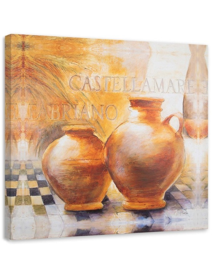 Abstract wrapped canvas painting - Orange jugs Tuscany | FEEBY