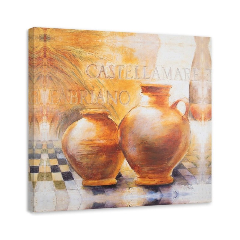 Abstract wrapped canvas painting - Orange jugs Tuscany | FEEBY