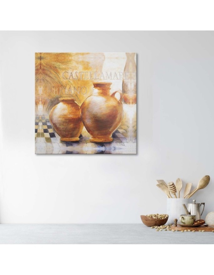 Abstract wrapped canvas painting - Orange jugs Tuscany | FEEBY