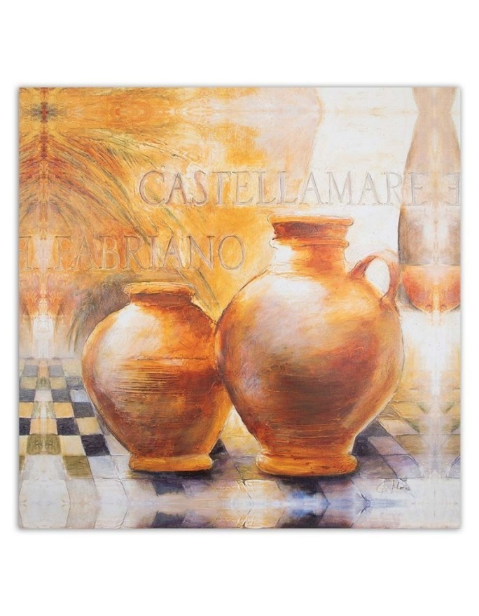 Abstract wrapped canvas painting - Orange jugs Tuscany | FEEBY