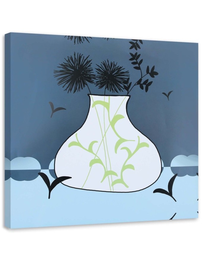 Abstract canvas painting - Drawing of flowers in a vase | FEEBY