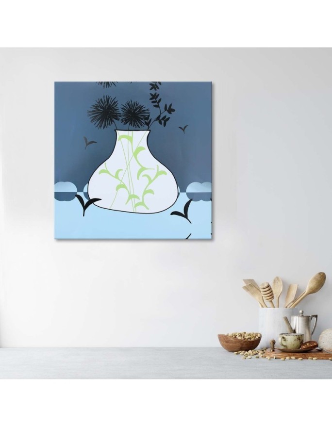 Abstract canvas painting - Drawing of flowers in a vase | FEEBY