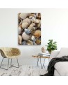 Marine canvas paintings - Shells and stones on the beach | FEEBY