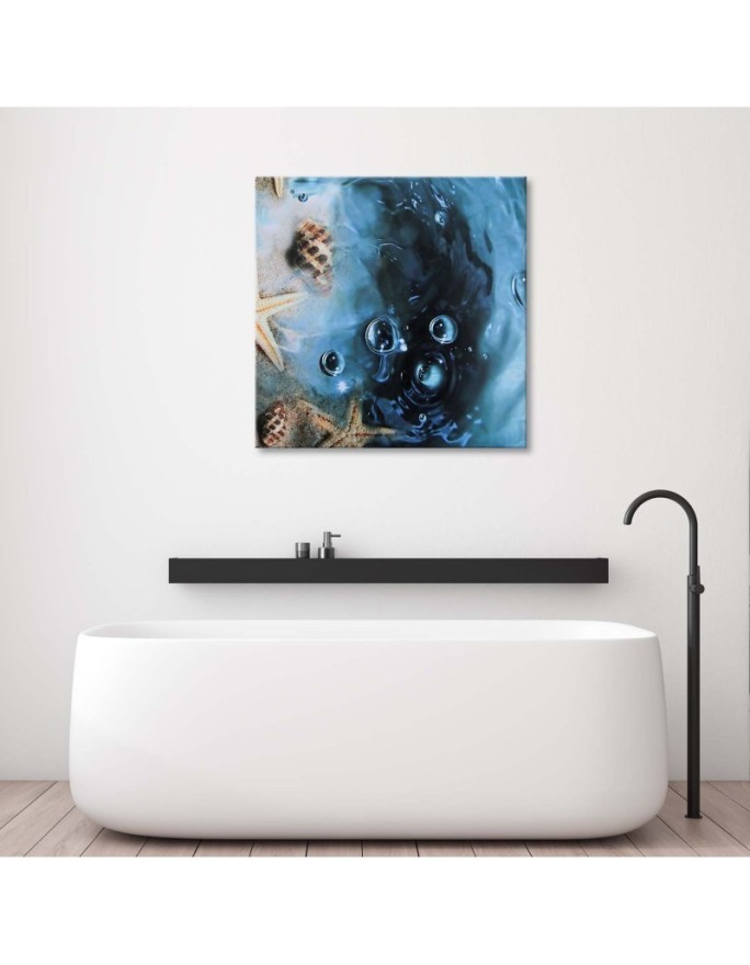 Marine canvas paintings - Shells in blue water | FEEBY