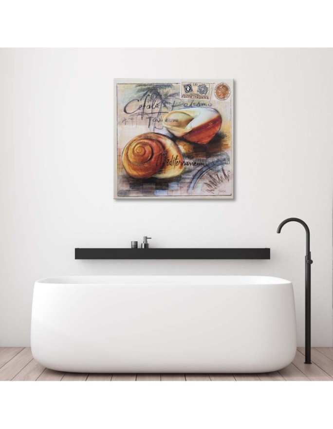 Maritime Canvas prints - Maritime Postcard with two seashells | FEEBY