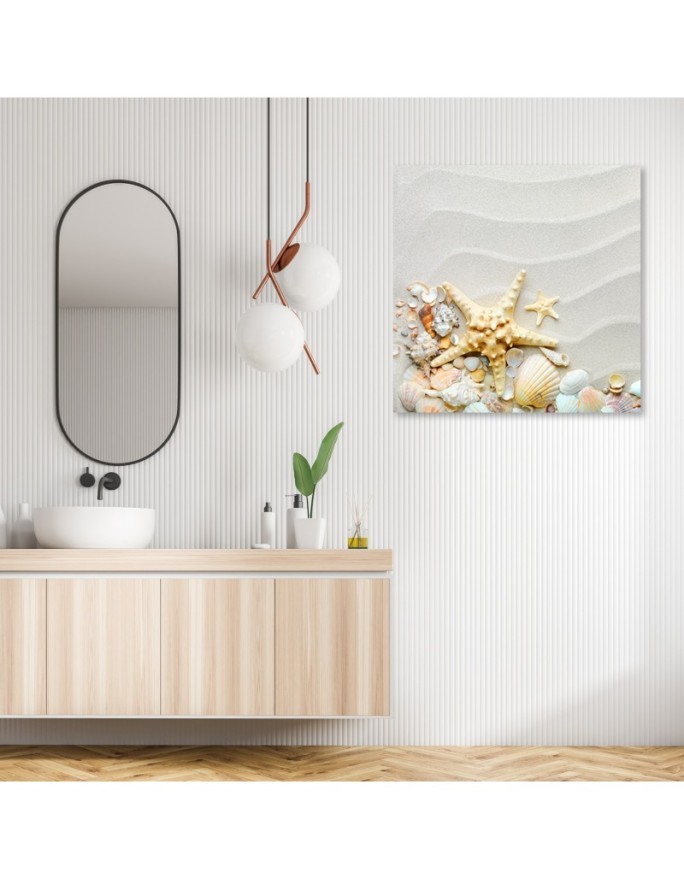 Marine Canvas paintings - Beach shells beige | FEEBY
