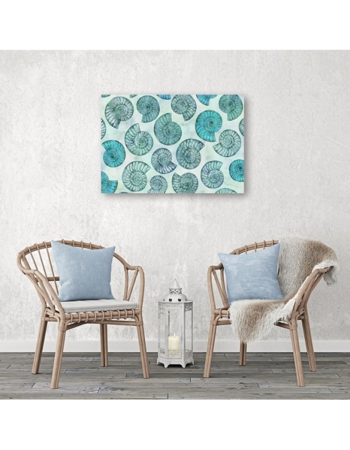 Blue snail shells - Nautical Canvas art | FEEBY