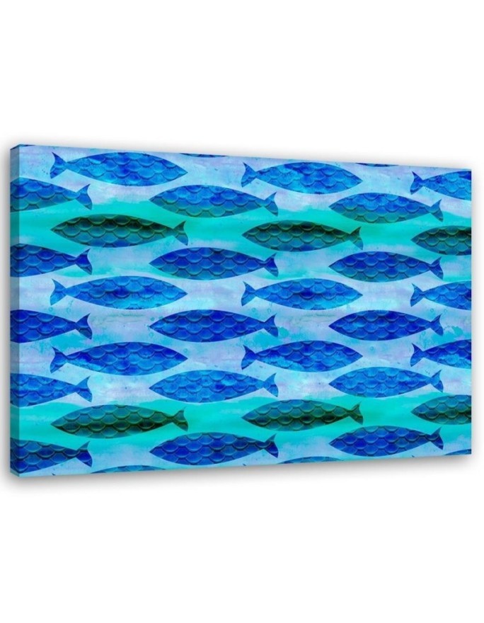 Coral of green-blue fish - Marine Canvas paintings | FEEBY