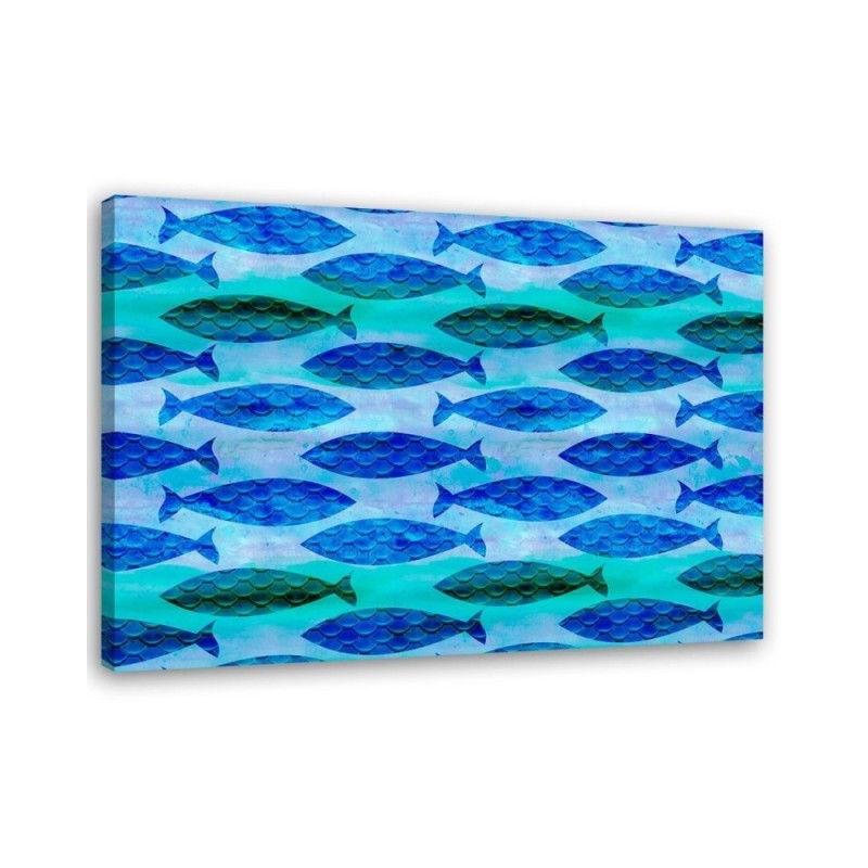 Coral of green-blue fish - Marine Canvas paintings | FEEBY