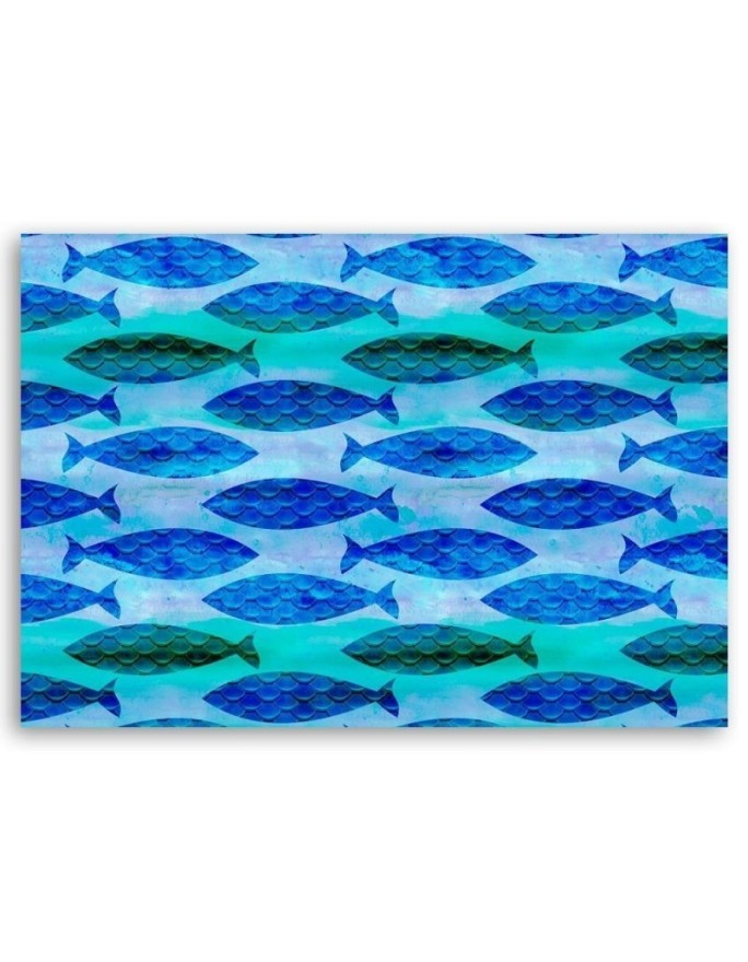 Coral of green-blue fish - Marine Canvas paintings | FEEBY