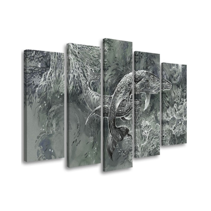 Abstract canvas painting - Pair of humpback whales | FEEBY