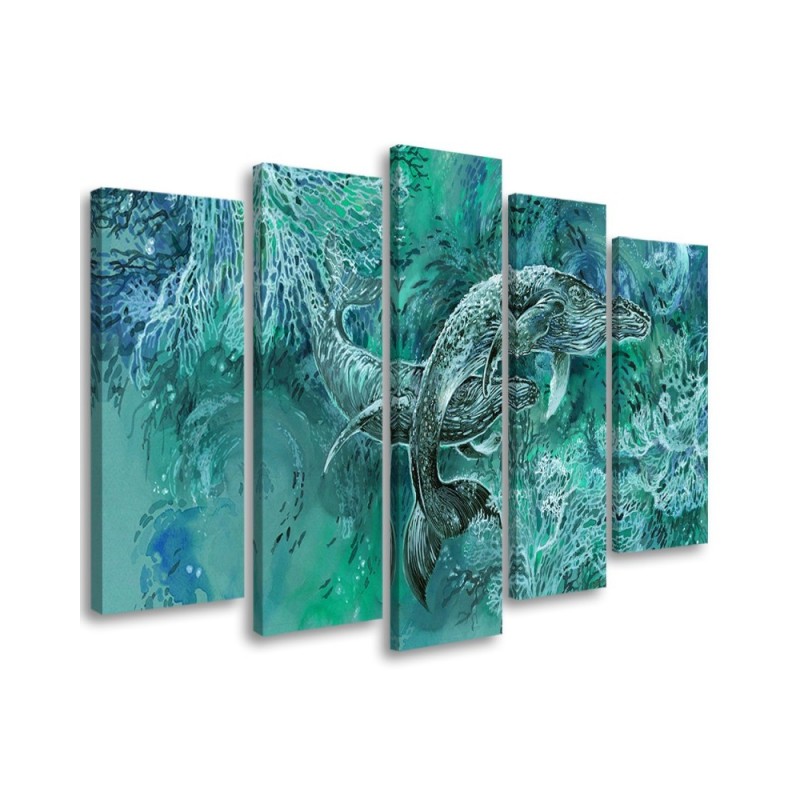 Abstract canvas painting - Humpback whale couple | FEEBY