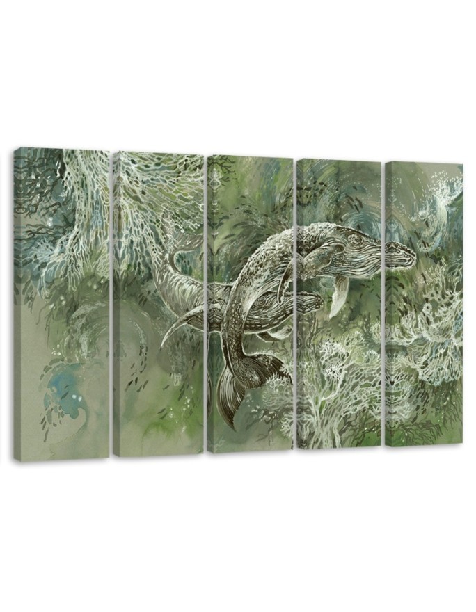 Abstract canvas painting - A pair of humpback whales | FEEBY
