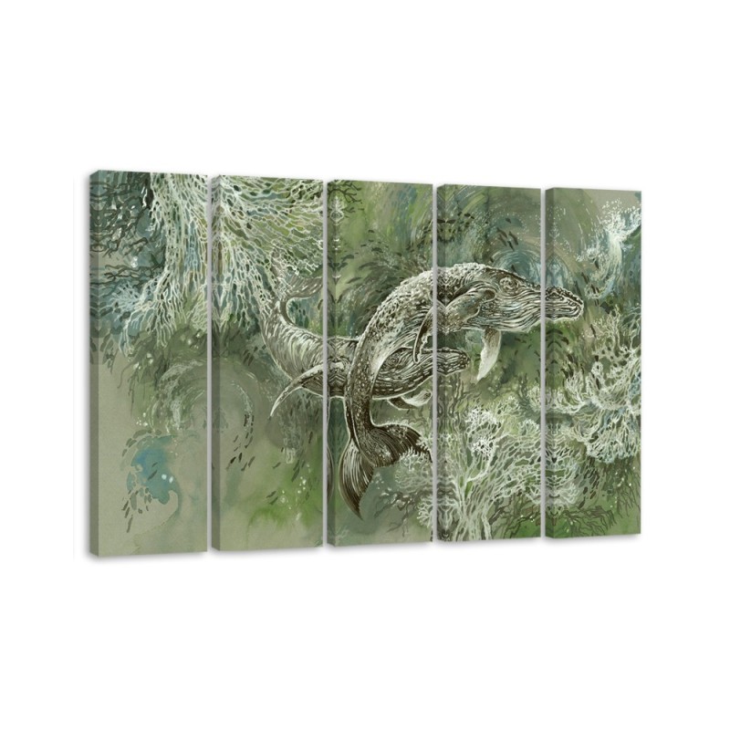 Abstract canvas painting - A pair of humpback whales | FEEBY