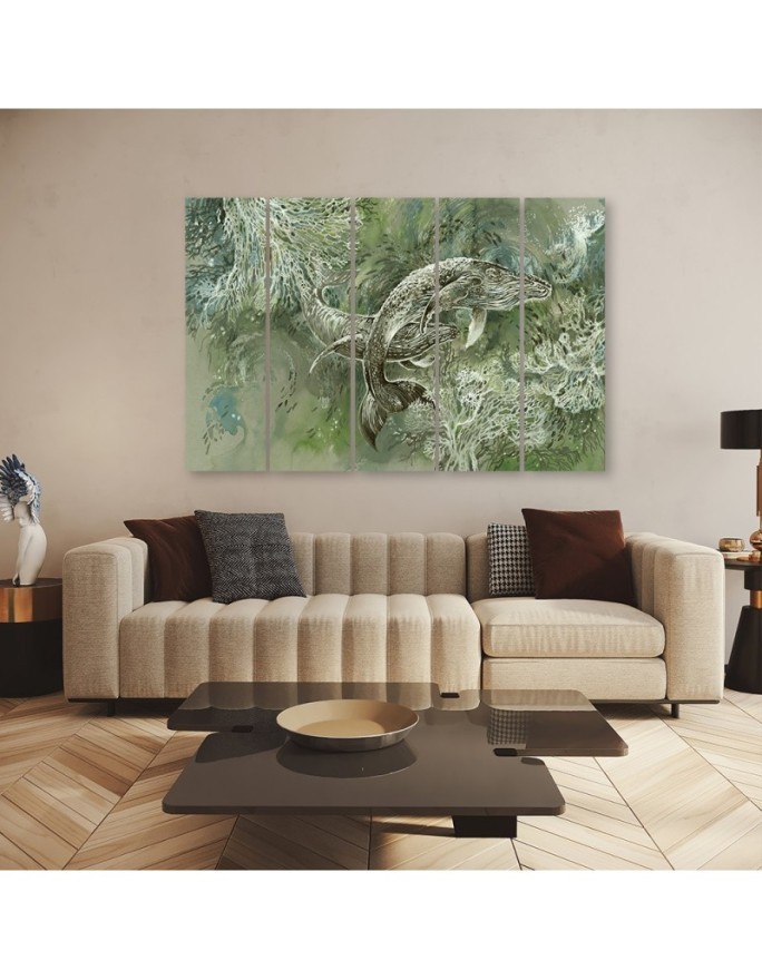Abstract canvas painting - A pair of humpback whales | FEEBY