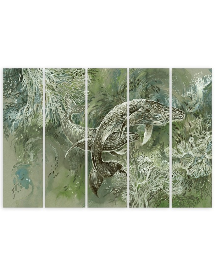 Abstract canvas painting - A pair of humpback whales | FEEBY