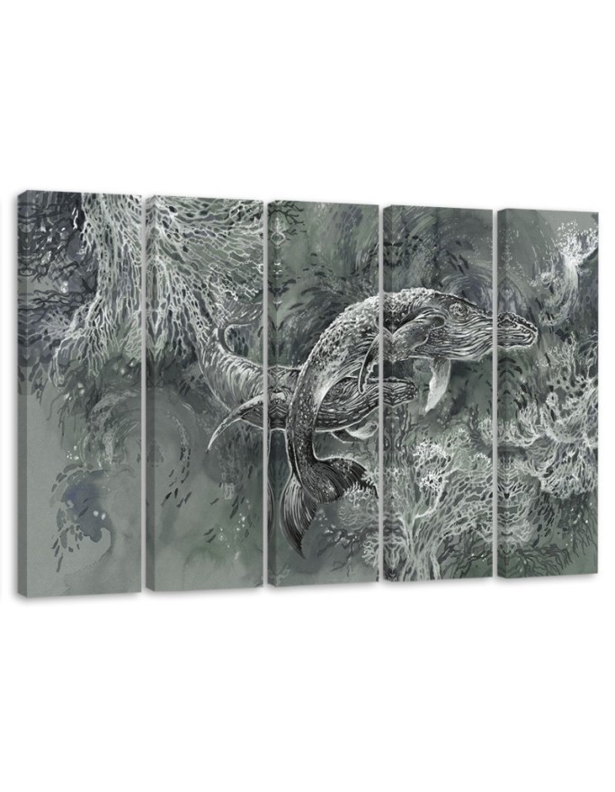 Abstract canvas painting - A pair of humpback whales | FEEBY