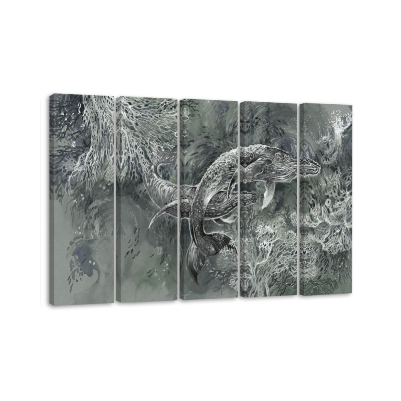 Abstract canvas painting - A pair of humpback whales | FEEBY