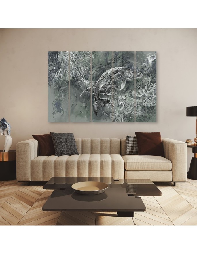 Abstract canvas painting - A pair of humpback whales | FEEBY
