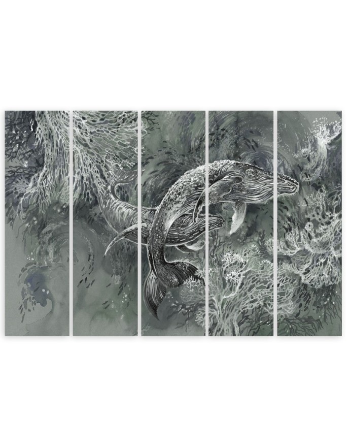 Abstract canvas painting - A pair of humpback whales | FEEBY
