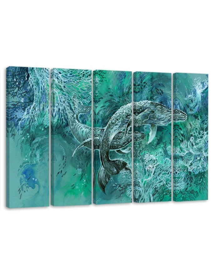 Abstract canvas painting - A pair of humpback whales | FEEBY