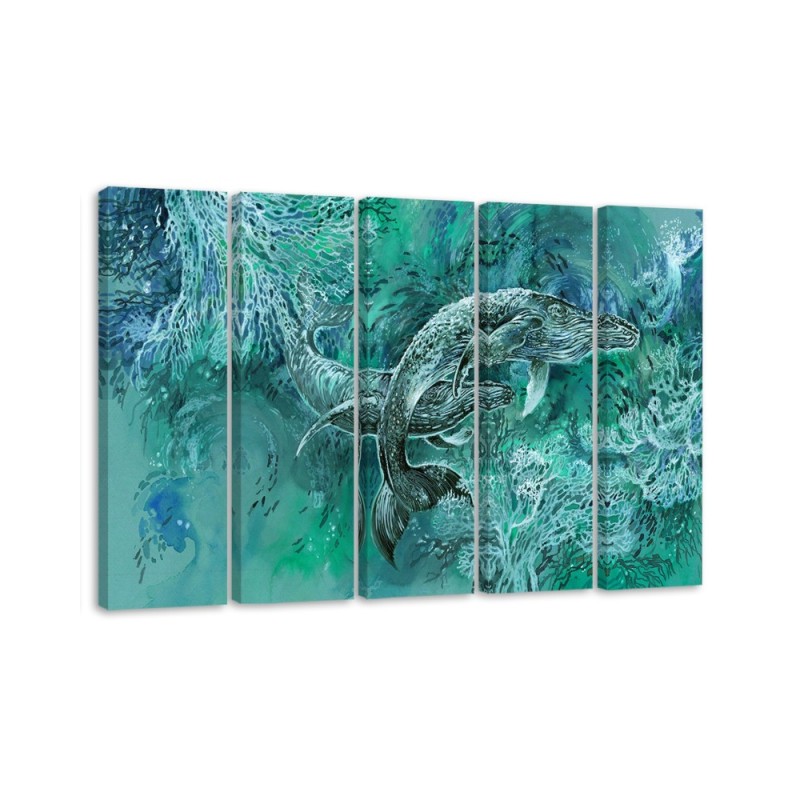 Abstract canvas painting - A pair of humpback whales | FEEBY