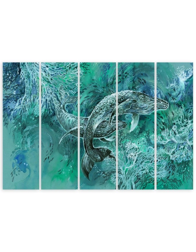 Abstract canvas painting - A pair of humpback whales | FEEBY